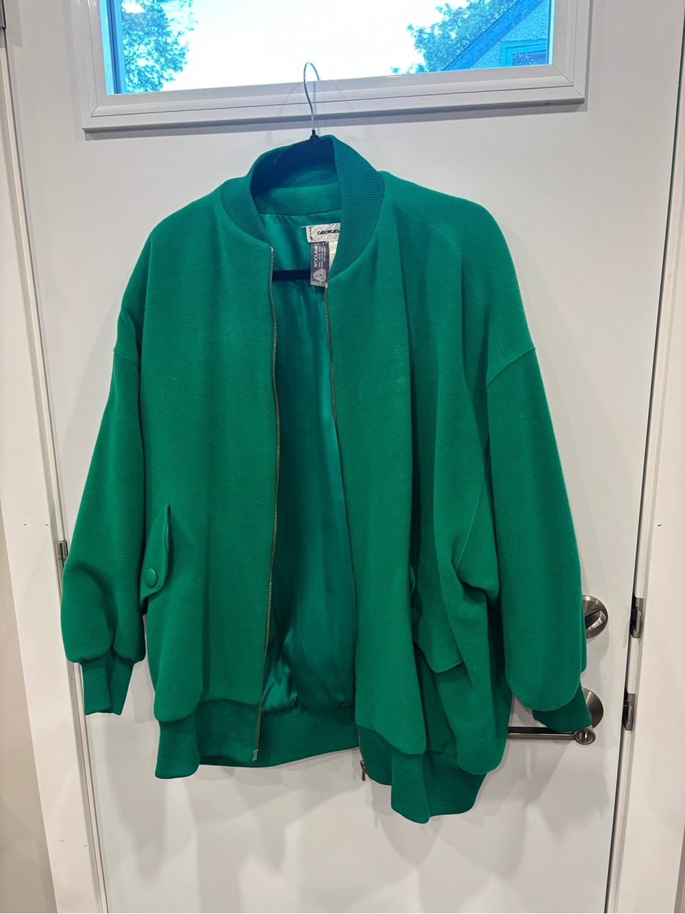 Vintage Georges Rech Kelly Green Wool Bomber Jacket